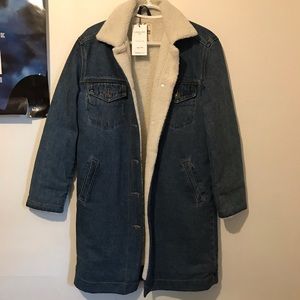 NWT Bluenotes Sherpa lined long fit denim jacket
